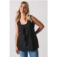 Yours Yours Damen Weste in Schwarz mit Schleife Vorne in Größe 54-56 | Polyester