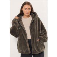 Yours Yours Damen Curve Kapuzenjacke aus Kunstpelz in Braun in Größe 44 | Polyester