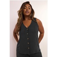 Yours Yours Damen Geknöpfte Weste in Schwarz in Größe 48 | Polyester