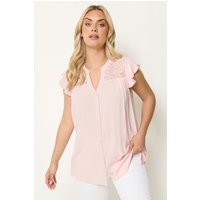 Yours Damen Yours – Bluse in Rosa mit Spitzendetails in Größe 48 | Viskose