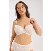 Yours Yours Fuller Bust Lingerie Gepolsterter T-Shirt-BH in Hellrosa mit Spitze in Größe 110G | Polyester/Elasthan/Polyamid