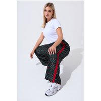 Limited Collection Limited Collection Damen Plus Size Black Ditsy Side Stripe Wide Leg Trousers Size 46 | Polyester/Elasthan