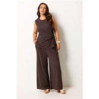 Yours Yours Damen Hose mit Weitem Bein in Schokobraun in Größe 40 | Polyester/Elasthan/Viskose