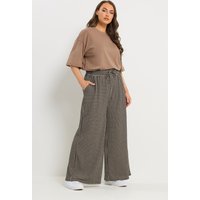 Yours Yours Damen Schokoladenbraune Hose mit Vichykaros und Weitem Bein in Größe 71cm 50-52 | Polyester/Elasthan