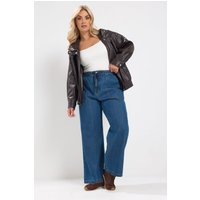 Yours Yours Damen Jeans in indigoblau mit Bindegürtel in Größe Regular 50-52 | Baumwolle