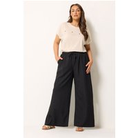 Yours Damen Yours – Strukturierte Hose in Schwarz mit Weitem Bein in Größe Short 48 | Polyester/Elasthan