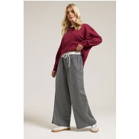 Yours Yours Damen Hose in Schwarz mit Streifen und Weitem Bein in Größe 54-56 | Baumwolle