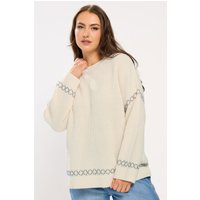 Yours Yours Damen Pullover in Elfenbein mit Kontrastnähten in Größe 42-44 | Acryl