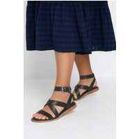 Yours Yours Damen Riemchensandalen in Schwarz mit Überkreuztem Design und Extra Weiter Eeepassform in Größe 39EEE | Synthetik