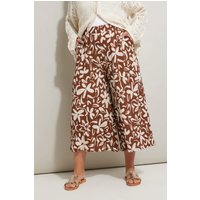 Yours Yours Damen Strukturierte Midaxi-Culottes in Braun mit Blumenmuster in Größe 46 | Polyester