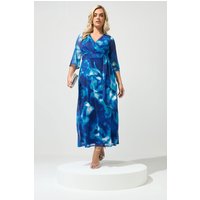 Yours London Yours London Damen Abstraktes Wickelkleid in Blau aus Mesh in Größe 46 | Polyester/Elasthan