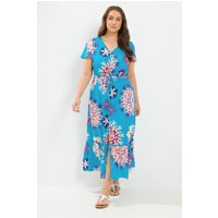 Yours Yours Damen Kleid in Blau mit Blockdruck in Größe 50-52 | Viskose