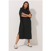 Yours Yours Damen Kleid in Schwarz zum Hineinschlüpfen aus Schwerem Gewebe in Größe 44 | Baumwolle