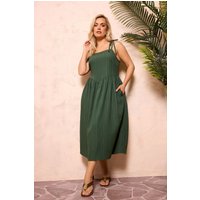 Yours Yours Damen Kleid in Grün mit Schmalen Trägern in Größe 54-56 | Polyester