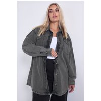 Yours Yours Damen Jeanshemd in Schwarz mit Waschung im Westernstil in Größe 48 | Baumwolle