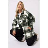 Yours Yours Damen Karierte Hemdjacke in Khaki in Größe 44 | Baumwolle