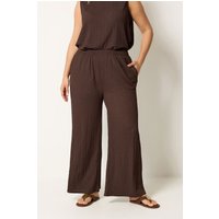 Yours Yours Damen Hose mit Weitem Bein in Braun mit Blasenstruktur in Größe 48 | Polyester/Elasthan