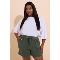 Yours Yours Damen Chambrayshorts in Khaki in Größe 50-52 | Viskose
