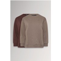 Yours Yours Damen Sweatshirts in Schokoladenbraun und Mokkabraun 2er Pack in Größe 62-64 | Baumwolle/Polyester