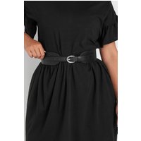 Yours Yours Damen Breiter Stretchgürtel in Schwarz mit Krokooptik in Größe 50-52 | Polyester/Elasthan