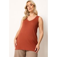 Yours Damen Yours – Trägershirt in Rostorange mit V-Ausschnitt in Größe 46 | Baumwolle/Polyester