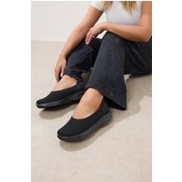 Yours Yours Damen Gestrickte Sneaker in Schwarz zum Hineinschlüpfen mit Extra Weiter Eeepassform in Größe 38EEE | Textil