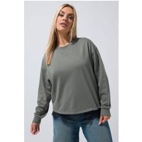 Limited Collection Limited Collection Damen LangarmT-Shirt in Grau mit Spitzensaum in Größe 54-56 | Baumwolle