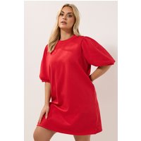 Yours Yours Damen Kleid in Rot mit Ballonärmeln in Größe 44 | Baumwolle