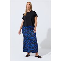 Limited Collection Limited Collection Damen Maxirock in Blau mit Zebramuster in Größe 48 | Polyester/Elasthan