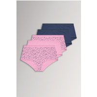Yours Yours Plus Size Curve Voll Bedeckende Slips in Rosa und Marineblau mit Blumenmuster 5er Pack in Größe 50-52 | Baumwolle/Elasthan