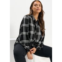 Yours Yours Damen Karobluse in Schwarz mit Ballonärmeln in Größe 50-52 | Viskose