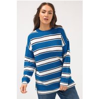 Yours Yours Damen Strickpullover in Blau mit Streifen in Größe 46-48 | Acryl