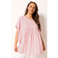 Yours Yours Damen Bluse in Rosa mit Häkeldetails in Größe 46 | Viskose