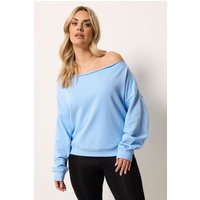 Yours Yours Damen Schulterfreies Sweatshirt in Hellblau in Größe 50-52 | Baumwolle/Polyester