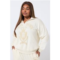 Limited Collection Limited Collection Damen Sweatshirt in Creme mit „New York“Schriftzug und Kurzem Zip in Größe 44 | Baumwolle/Polyester