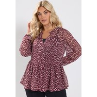Yours Yours Damen Bluse in Burgunderrot mit Punkten in Größe 42 | Polyester