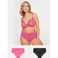Yours Yours Plus Size Curve Slips in Rosa und Schwarz, 2er Set in Größe 54-56 | Polyester/Elasthan/Polyamid