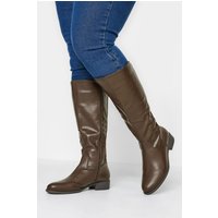 Yours Yours Damen Kniehohe Stretchstiefel in Schoko mit Absatz und in Größe 42E | Synthetik