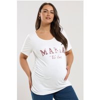 Bump It Up Bump It Up Damen Maternity – T-Shirt in Weiß mit „Mama To Be“Schriftzug in Größe 50-52 | Elasthan/Viskose