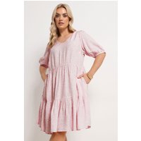 Yours Yours Damen Alineminikleid in Rosa mit Stufenrock und Blümchenmuster in Größe 58-60 | Viskose