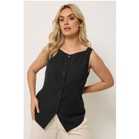 Yours Yours Damen Lange Weste in Schwarz mit Knöpfen in Größe 58-60 | Polyester