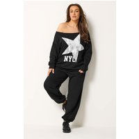 Yours Yours Damen Nyc SlouchSweatshirt und Jogginghose im Set in Schwarz in Größe 58-60 | Baumwolle/Polyester