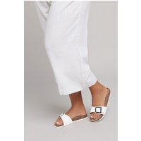 Yours Yours Damen Sandalen in Weiß mit Einer Schnalle in Extra Weiter Eeepassform in Größe 39EEE | Textil/Synthetik