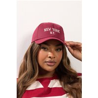 Yours Yours Damen Basecap in Rot mit „New York“Schriftzugsize | Baumwolle