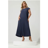 Yours London Yours London Damen Plissiertes Maxikleid in Marineblau in Größe 54-56 | Polyester