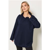 Yours Yours Damen Hoodie in Marineblau mit Nahtdetail in Größe 50-52 | Baumwolle/Polyester