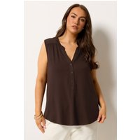 Yours Yours Damen Swingbluse in Braun mit Gekerbtem Ausschnitt in Größe 48 | Polyester/Elasthan