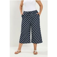 Yours Damen Yours Gestreifte Culotte in Marineblau mit Knitteroptik in Größe 42 | Polyester/Elasthan