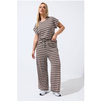 Limited Collection Limited Collection Damen Limited Colleciton Gerippte Hose mit Weitem Bein in Braun mit Streifen in Größe 40 | Polyester/Elasthan