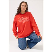 Yours Yours Damen Sweatshirt in Rot mit „France“Stickerei in Größe 42 | Baumwolle/Polyester